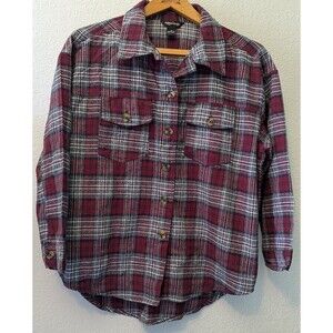 Millennium Women's Size Medium Long Sleeve Button Up Red Plaid Shirt (336m)